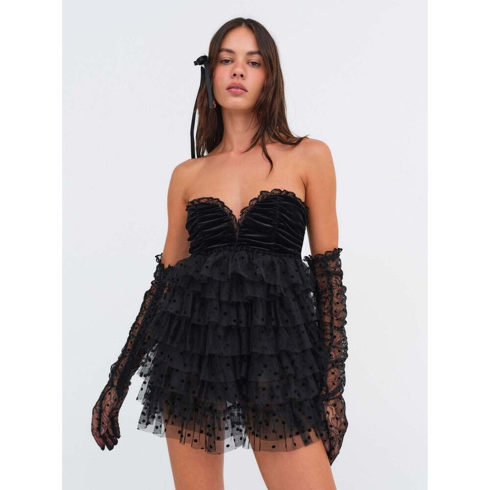 For Love & Lemons Jourdan Mini Dress Size S plus gloves brand new w tags